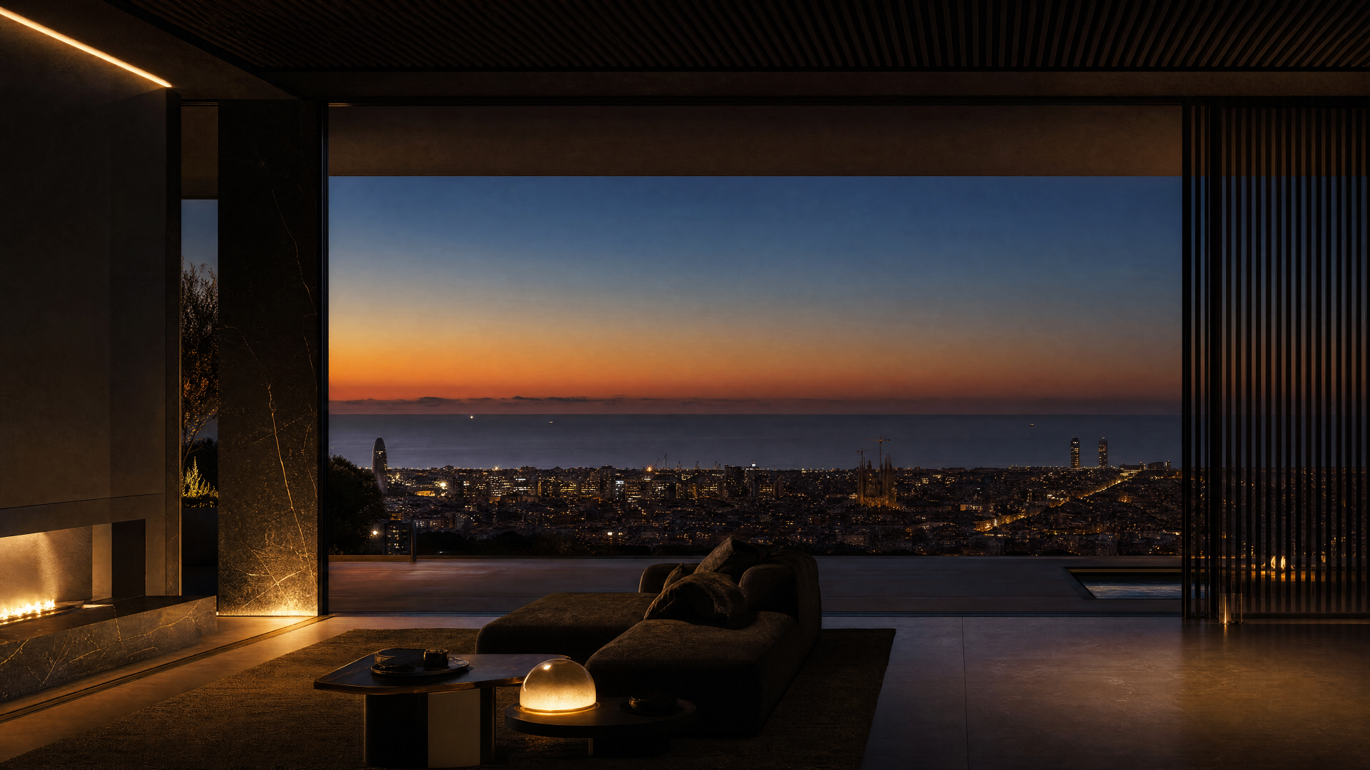 Night penthouse overlooking Barcelona